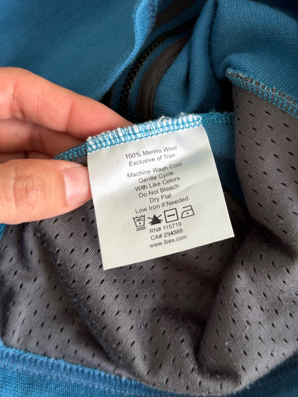 USA Ibex Full Zip 100% Merino Wool Cardigan Sweater Jacket Blue Athletic L - Picture 9 of 16